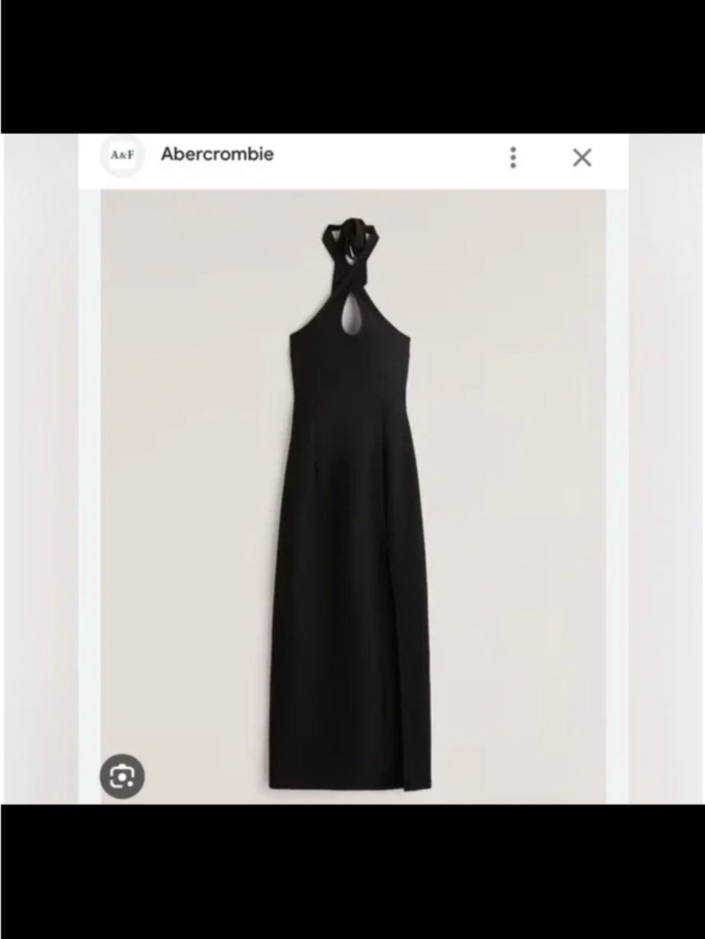 Abercrombie & Fitch Black Crisscross Halter Midi Dress with Side Slit - Picture 2 of 5